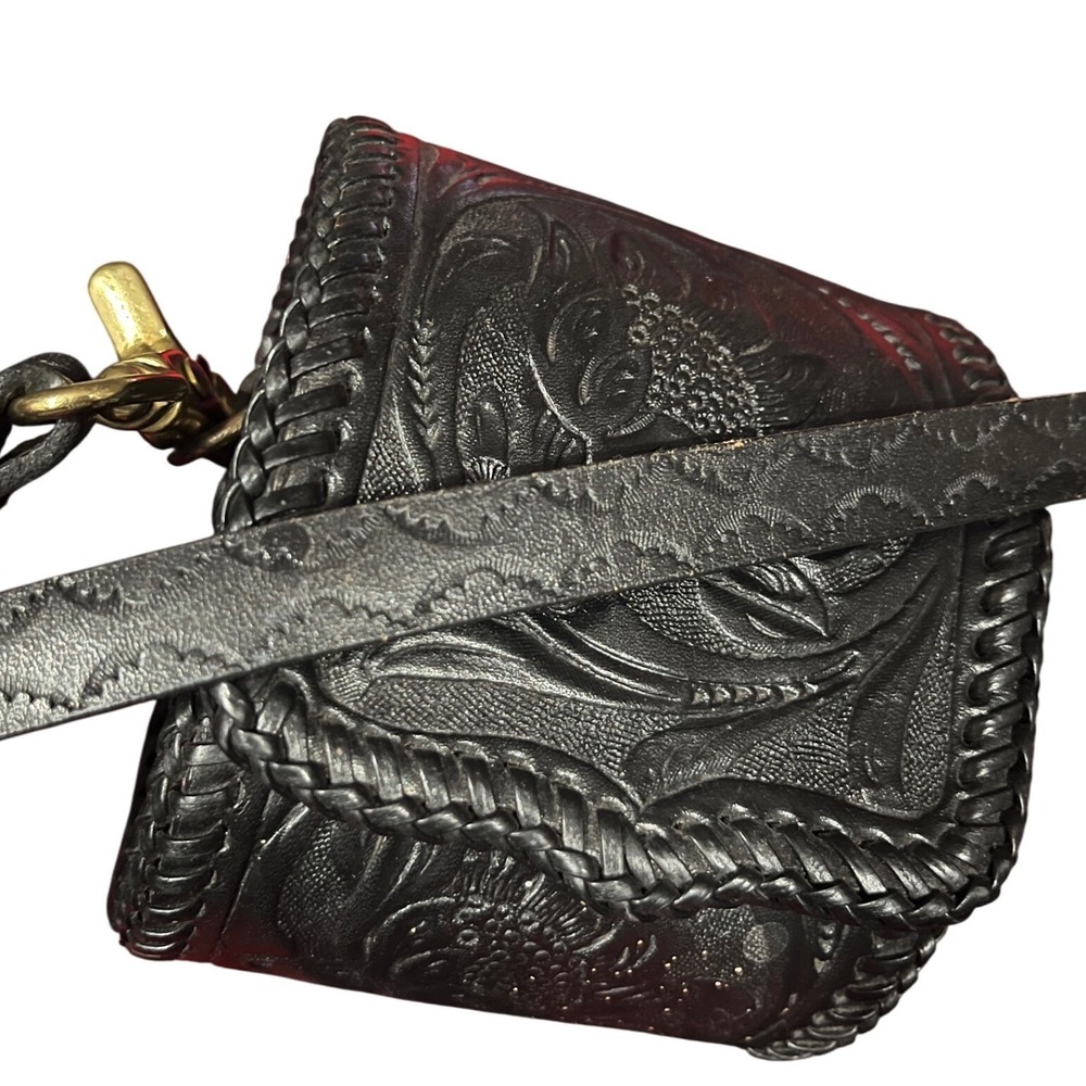 Mary Alice Palmer Leather Crossbody Bag Tooled Floral Handcrafted USA - Picture 6 of 7
